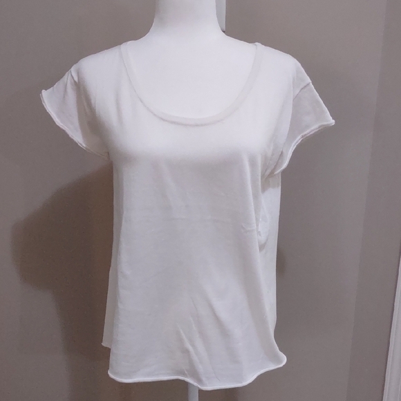 Whisper By Brodie Fine Cashmere Malibu Tee Laser White Size Small NWT - Picture 1 of 8